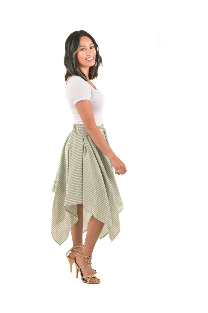 Ava Seafoam Green Wrap Linen Skirt - Boutique Amore